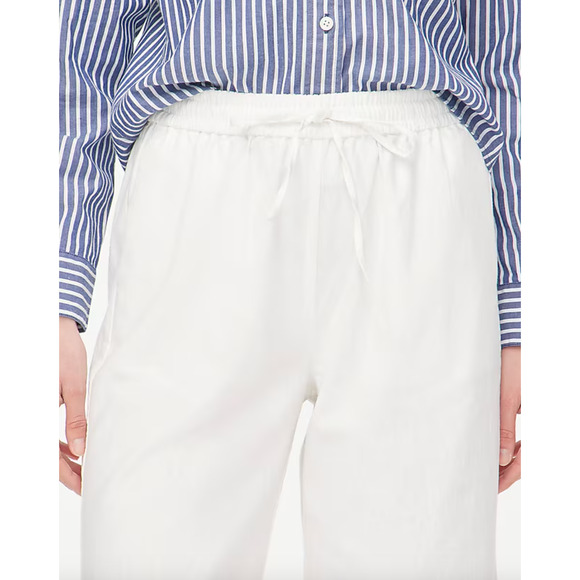 J.Crew Linen Blend Slim Wide Leg Drawstring Pant Pockets Relaxed White US 20 NWT - Picture 3 of 13